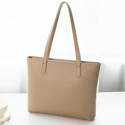 Women Fashion Casual Simple Solid Color Large Capacity Tote Bag