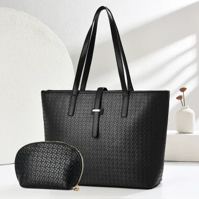 Women Fashion Casual Simple Solid Color Tote Bag Two-Piec Bag Set