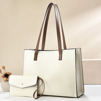 Women Fashion Casual Solid Color Pu Large Capacity Tote Bag