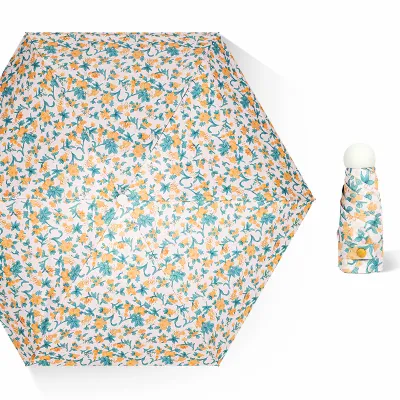 Fashion Cute Printed Sunny And Rain Dual-Purpose Portable Sun Protection Five-Fold Umbrella