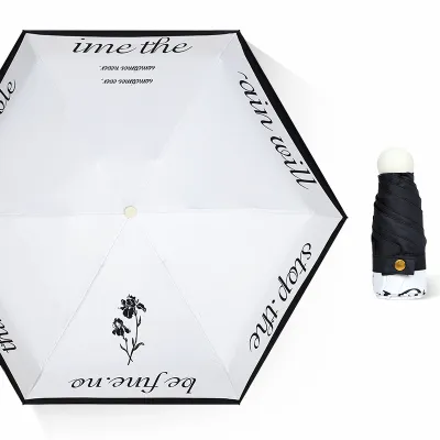 Fashion Cute Printed Sunny And Rain Dual-Purpose Portable Sun Protection Five-Fold Umbrella