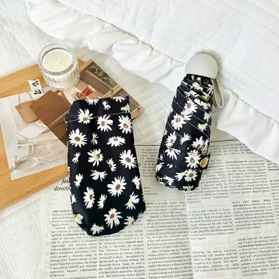 Fashion Cute Printed Sunny And Rain Dual-Purpose Portable Sun Protection Five-Fold Umbrella