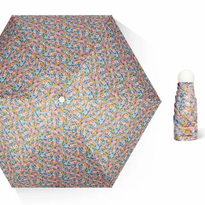 Fashion Cute Printed Sunny And Rain Dual-Purpose Portable Sun Protection Five-Fold Umbrella