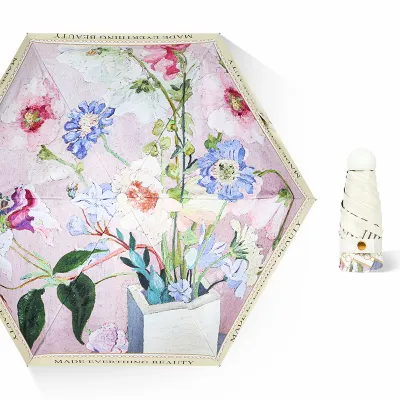 Fashion Cute Printed Sunny And Rain Dual-Purpose Portable Sun Protection Five-Fold Umbrella