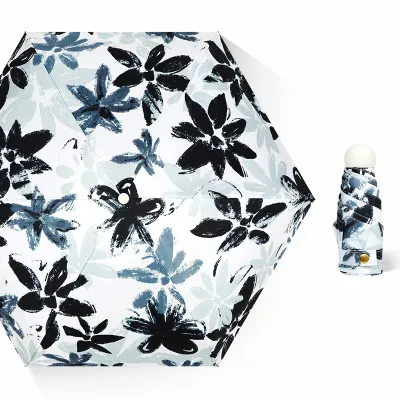 Fashion Cute Printed Sunny And Rain Dual-Purpose Portable Sun Protection Five-Fold Umbrella