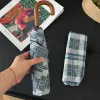 Emerald Green Plaid-Retro Hook Three-Fold Hand Open