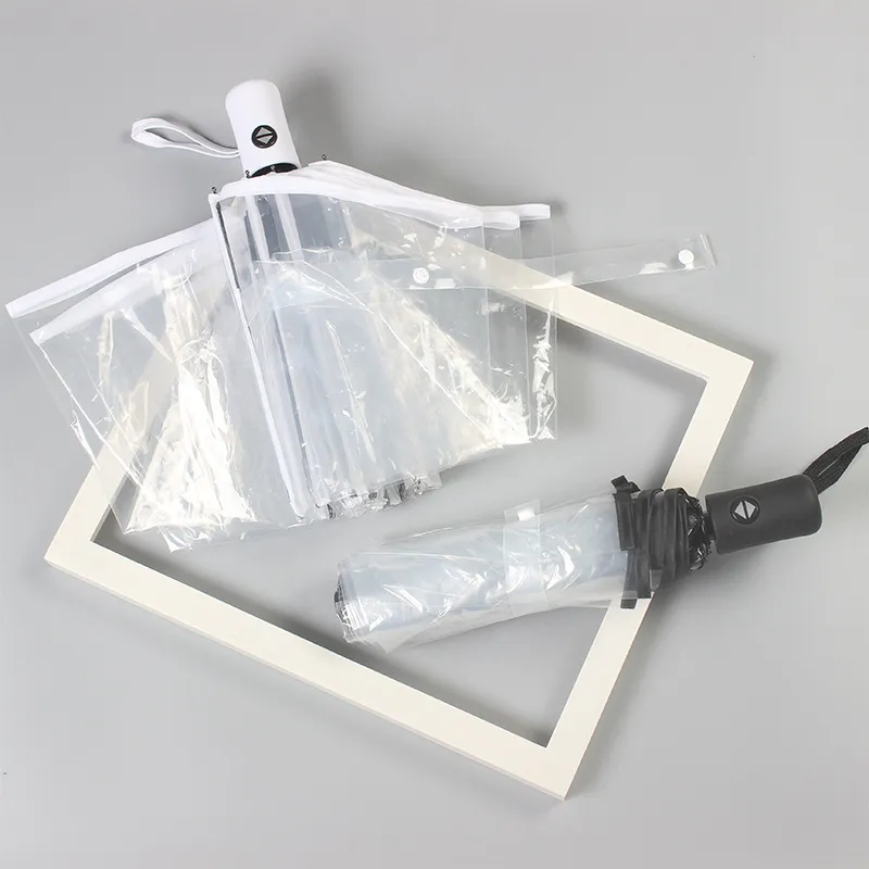 Fashion Transparent Folding Manual Three Folding Umbrella