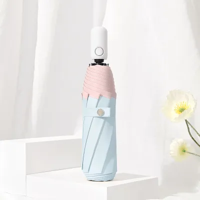 Fashion Full-Automatic Colored Glue Sun Protection Uv Protection Sunny And Rain Dual-Use Three-Folding Umbrella