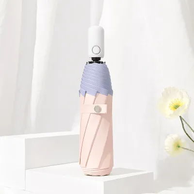 Fashion Full-Automatic Colored Glue Sun Protection Uv Protection Sunny And Rain Dual-Use Three-Folding Umbrella