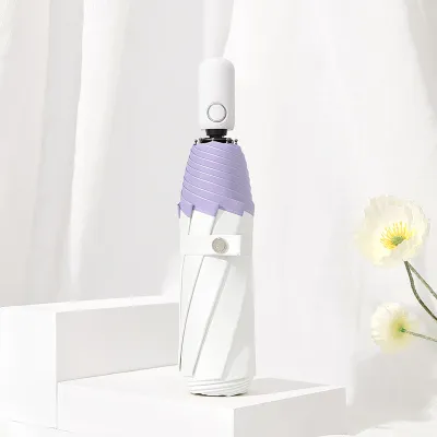 Fashion Full-Automatic Colored Glue Sun Protection Uv Protection Sunny And Rain Dual-Use Three-Folding Umbrella