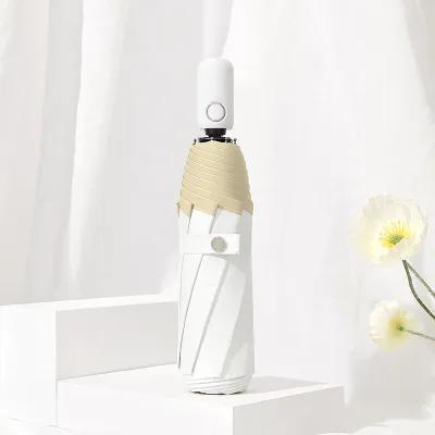 Fashion Full-Automatic Colored Glue Sun Protection Uv Protection Sunny And Rain Dual-Use Three-Folding Umbrella