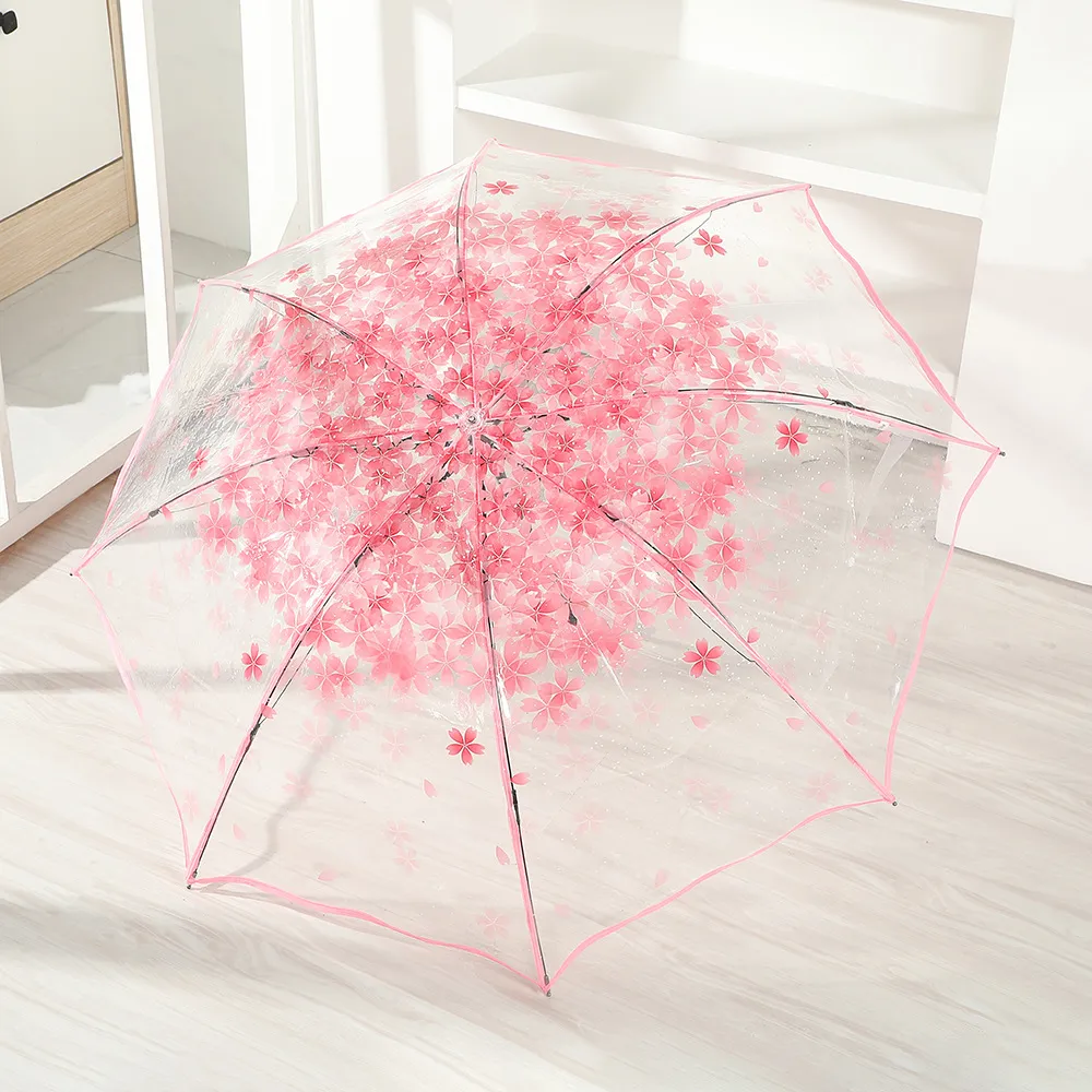 Fashion Creative Cherry Blossom Manual Folding Umbrella