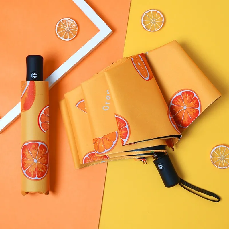 Fashion Fresh Fruit Automatic Folding Uv-Proof Sun-Proof Sunny And Rain Umbrella