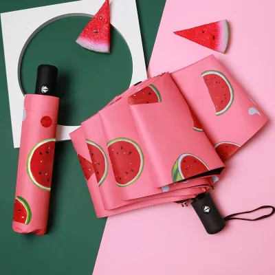 Fashion Fresh Fruit Automatic Folding Uv-Proof Sun-Proof Sunny And Rain Umbrella