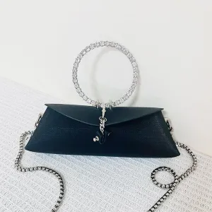 Women Fashion Solid Color Rhinestone Evening Bag