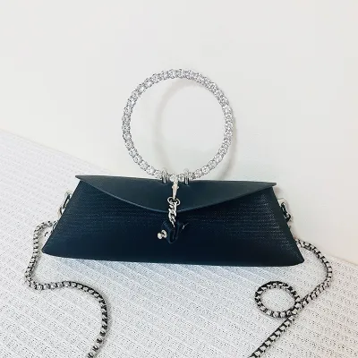 Women Fashion Solid Color Rhinestone Evening Bag