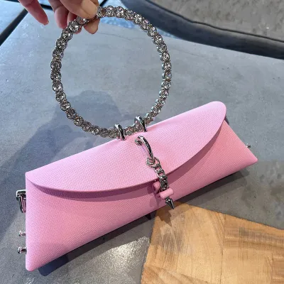 Women Fashion Solid Color Rhinestone Evening Bag