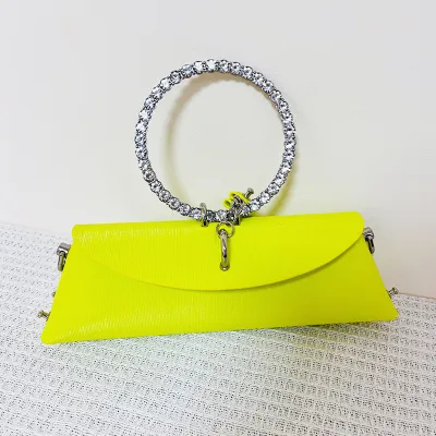 Women Fashion Solid Color Rhinestone Evening Bag