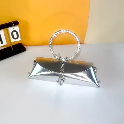 Women Fashion Solid Color Rhinestone Evening Bag