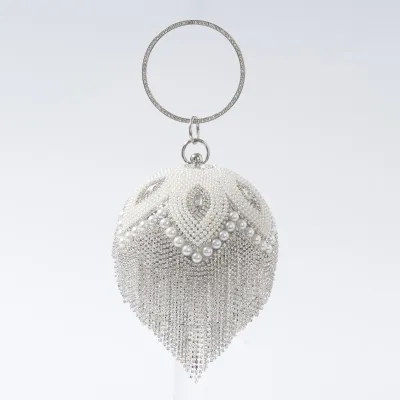 Women Fashion Elegant Tassel Diamond-Encrusted Banquet Clutch Evening Bag