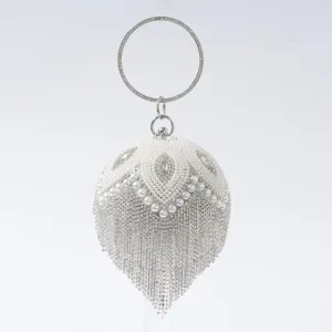 Women Fashion Elegant Tassel Diamond-Encrusted Banquet Clutch Evening Bag