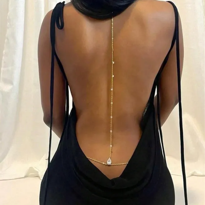 Women Fahsion Sexy Simple Zircon Back Chain Body Chain