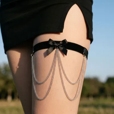 Women Fashion Sexy Tassel Bow Choker Leg Ring Body Chain