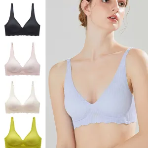 Women Fashion Sexy Simple Solid Color Non-Steel Rings Breast Anti-Sagging Bra
