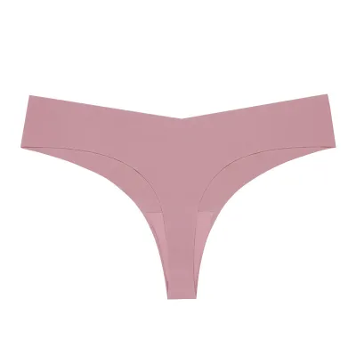Women Fashion Sexysolid Color Ice Silk Breathable Low Waist Thong