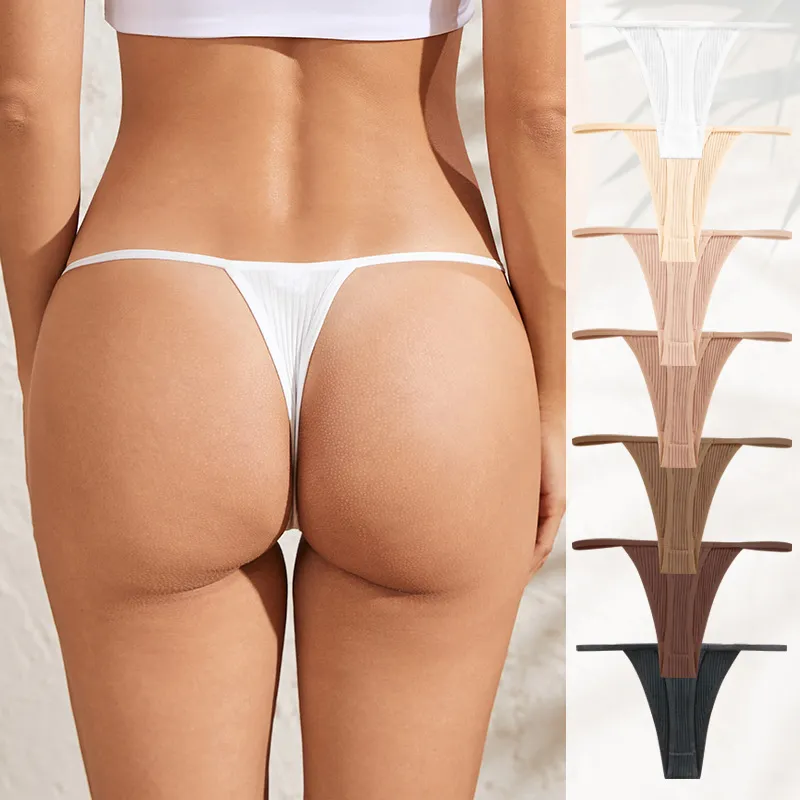 Women Fashion Sexy Solid Color Low Waist Cotton Thong
