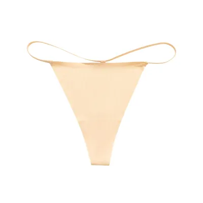Women Fashion Sexy Solid Color Low Waist Breathable Ice Silk Thong