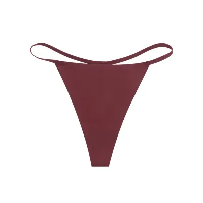 Women Fashion Sexy Solid Color Low Waist Breathable Ice Silk Thong