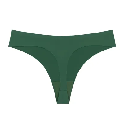 Women Fashion Sexy Simple Solid Color Seamless Ice Silk Thong