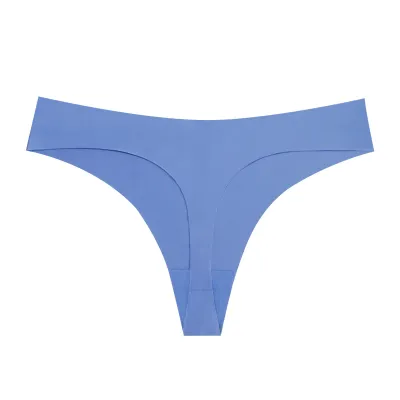 Women Fashion Sexy Simple Solid Color Seamless Ice Silk Thong