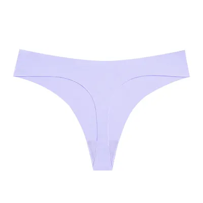 Women Fashion Sexy Simple Solid Color Seamless Ice Silk Thong