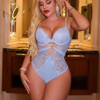 Women Fashion Solid Coloe Lace Slim-Fit Tight One-Piece Sexy Lingerie