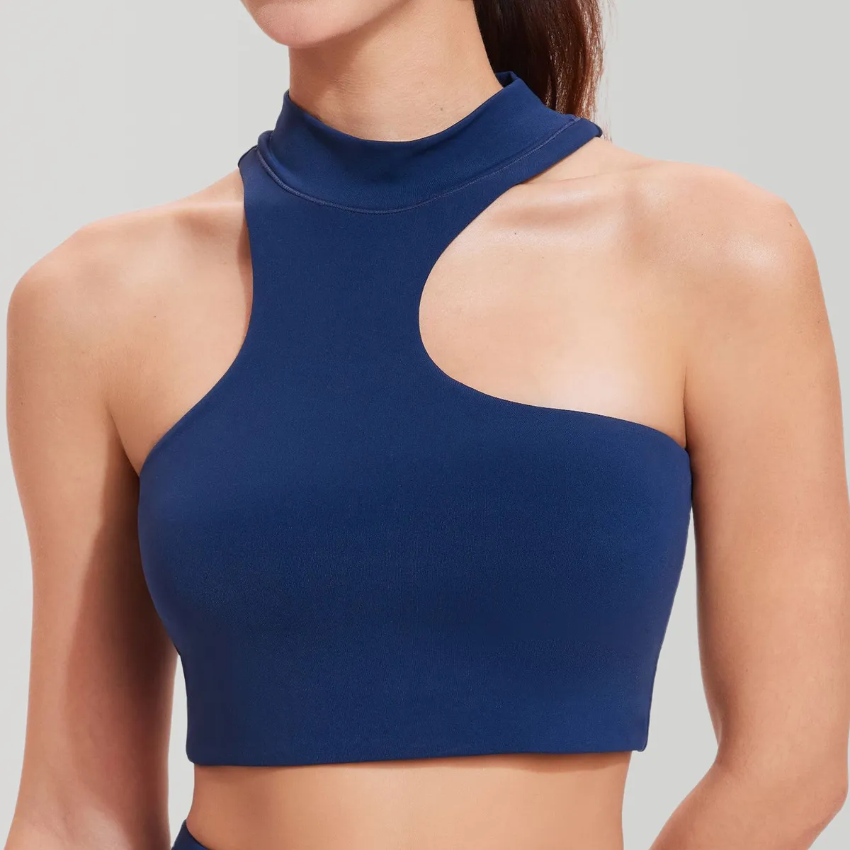 Women Fashion Sexy Solid Color Irregular With Chest Pad Yoga Bra