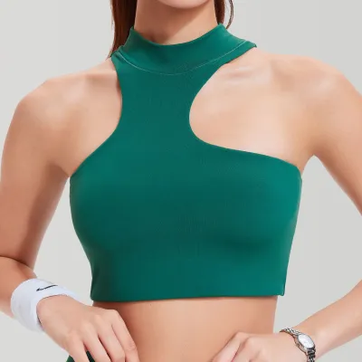 Women Fashion Sexy Solid Color Irregular With Chest Pad Yoga Bra