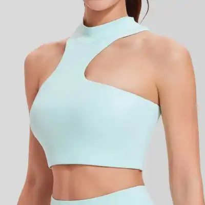 Women Fashion Sexy Solid Color Irregular With Chest Pad Yoga Bra