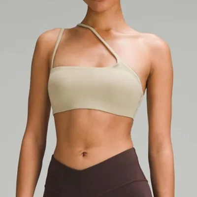 Women'S Fashion Sexysolid Color Thin Shoulder Strap Inclined Shoulder Sports Yoga Bra