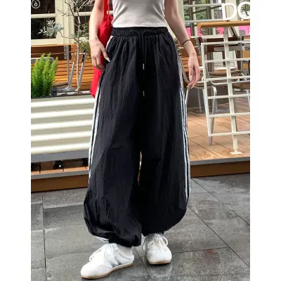 Women Fashion Casual Stripe Quick-Drying High Waist Straight Leg Sports Pants