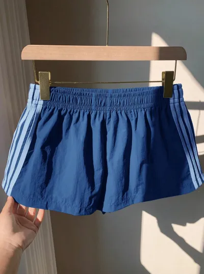 Women Fashion Casual Summer Stripe High Waist Sports Shorts