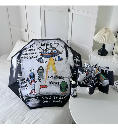 Fashion Cartoon Printed Sun Protection Uv Protection Portable Mini Folding Umbrella