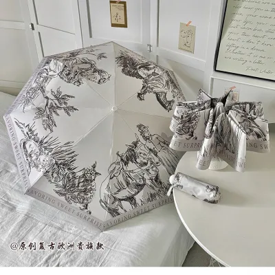 Fashion Cartoon Printed Sun Protection Uv Protection Portable Mini Folding Umbrella