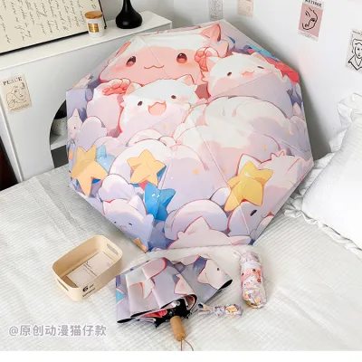 Fashion Cartoon Printed Sun Protection Uv Protection Portable Mini Folding Umbrella