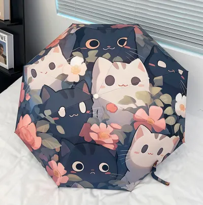 Fashion Cartoon Printed Sun Protection Uv Protection Portable Mini Folding Umbrella