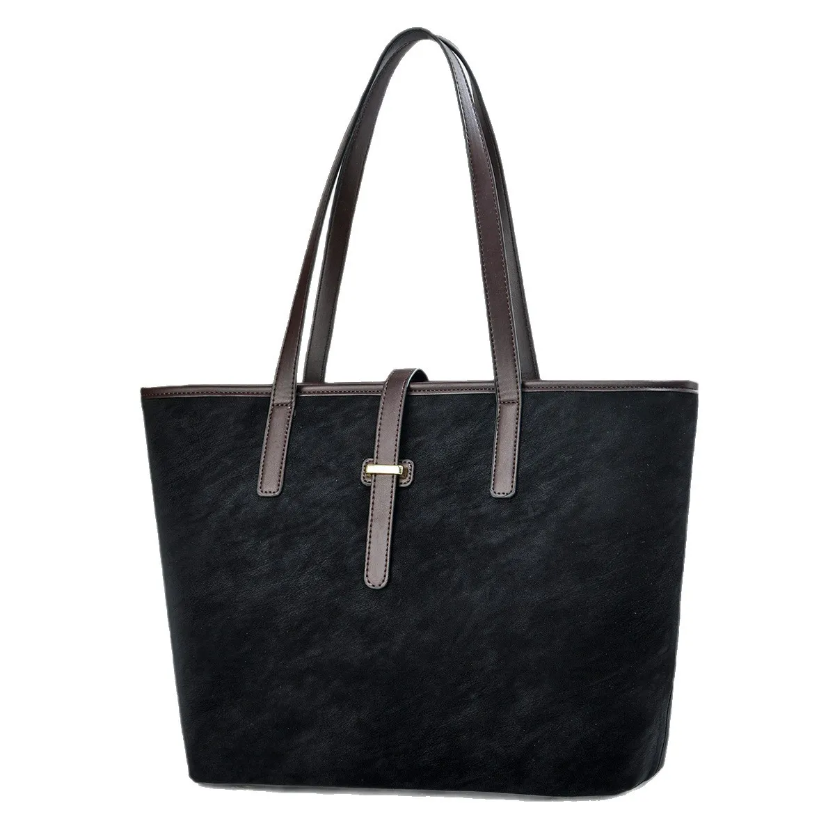 Women Fashion Casual Retro Solid Color Large Capacity Tote Bag