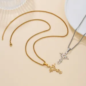 Men Fashon Retro Hollow 18k Gold Plated Cross Pendant Necklace