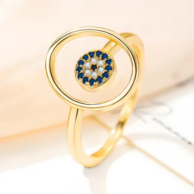 women fashion Simple Diamond Evil Eye Opening Adjustable Ring
