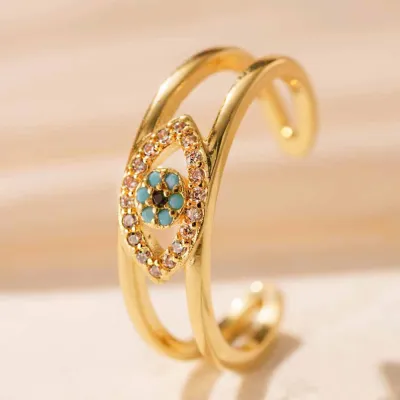 Women Fashion Zircon Evil Eye Ring